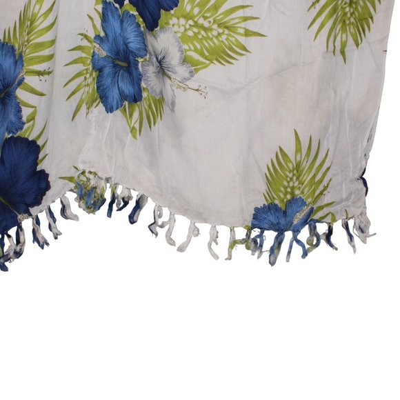 Aloha Wear Hawaiian One Size Fits Yellow Blue HIbiscus Flower Swimsuit Cover Up - Picture 5 of 6